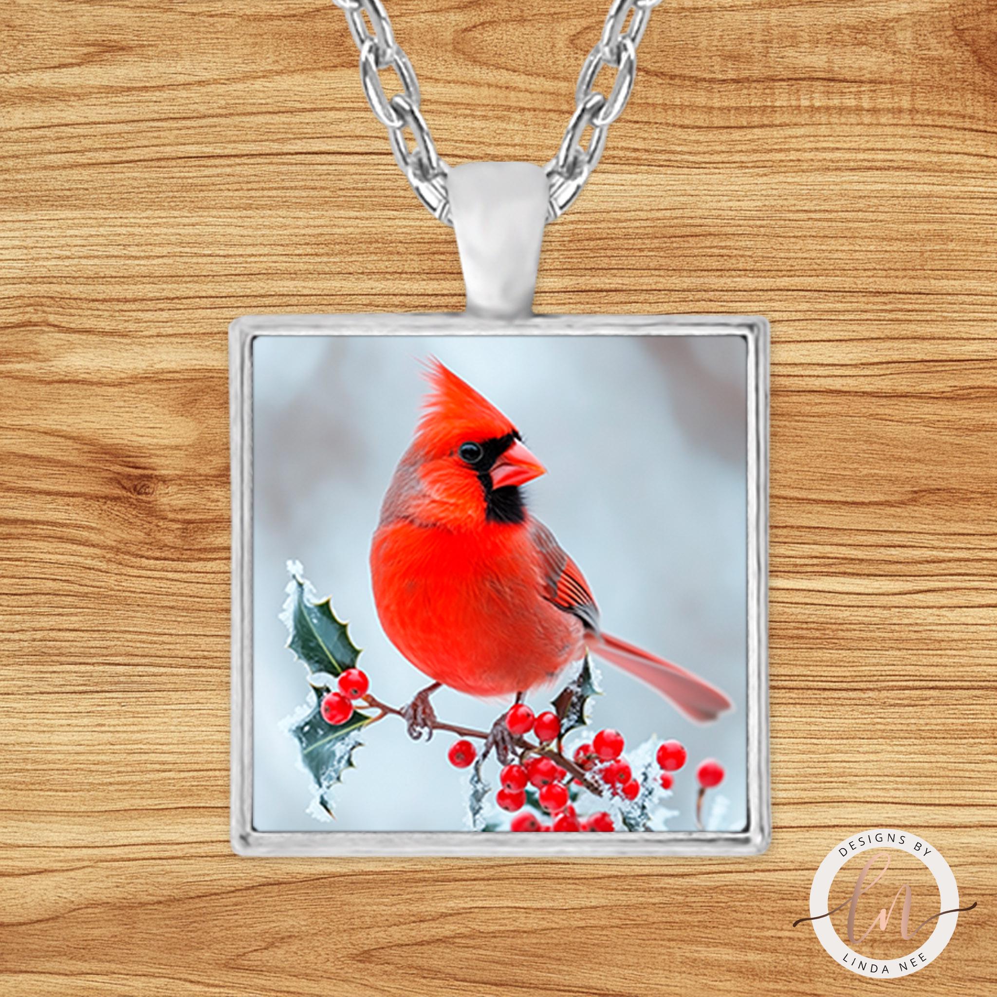 Cardinal Necklace - Red Cardinal Christmas Bird Pendant
