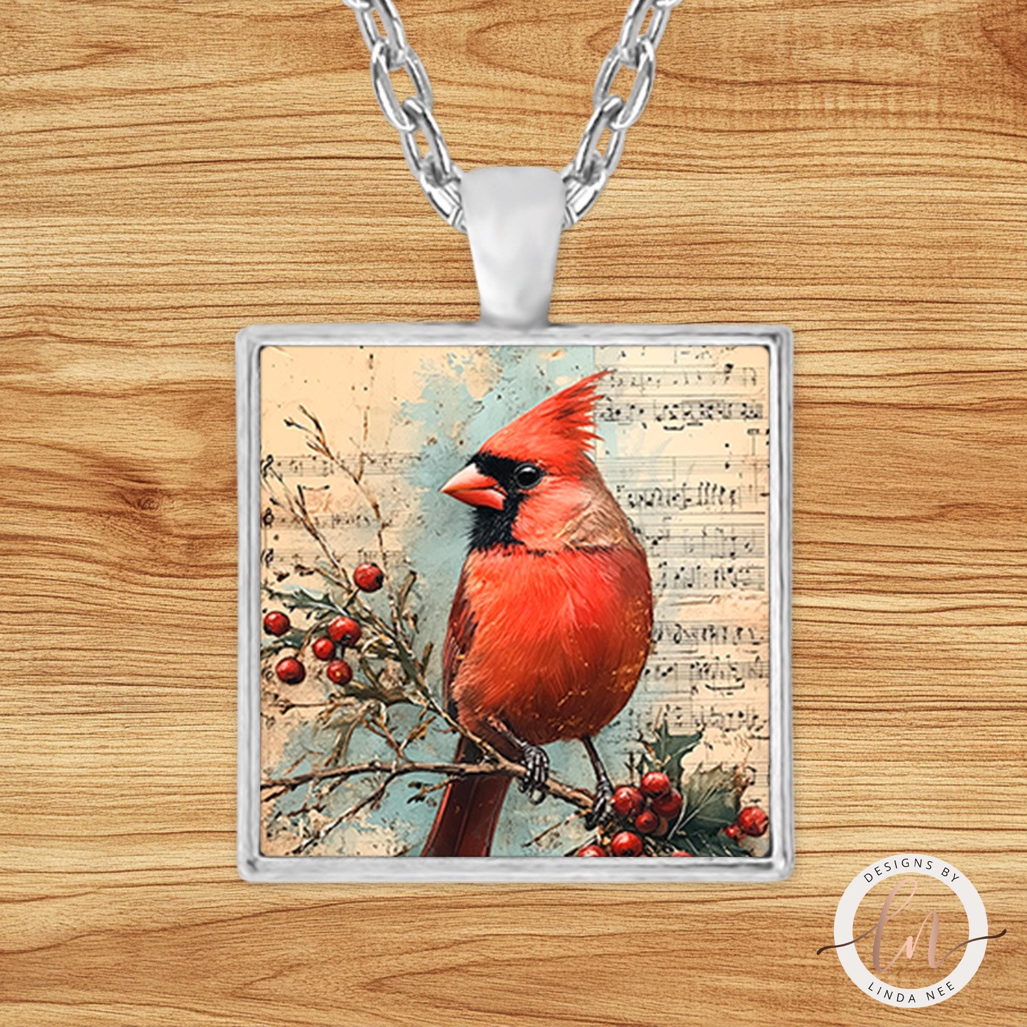 Cardinal Necklace - Red Cardinal Christmas Bird Pendant