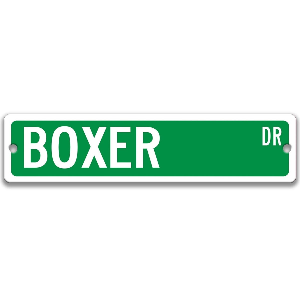 Gray Boxer Dog DR aluminum street sign with black lettering