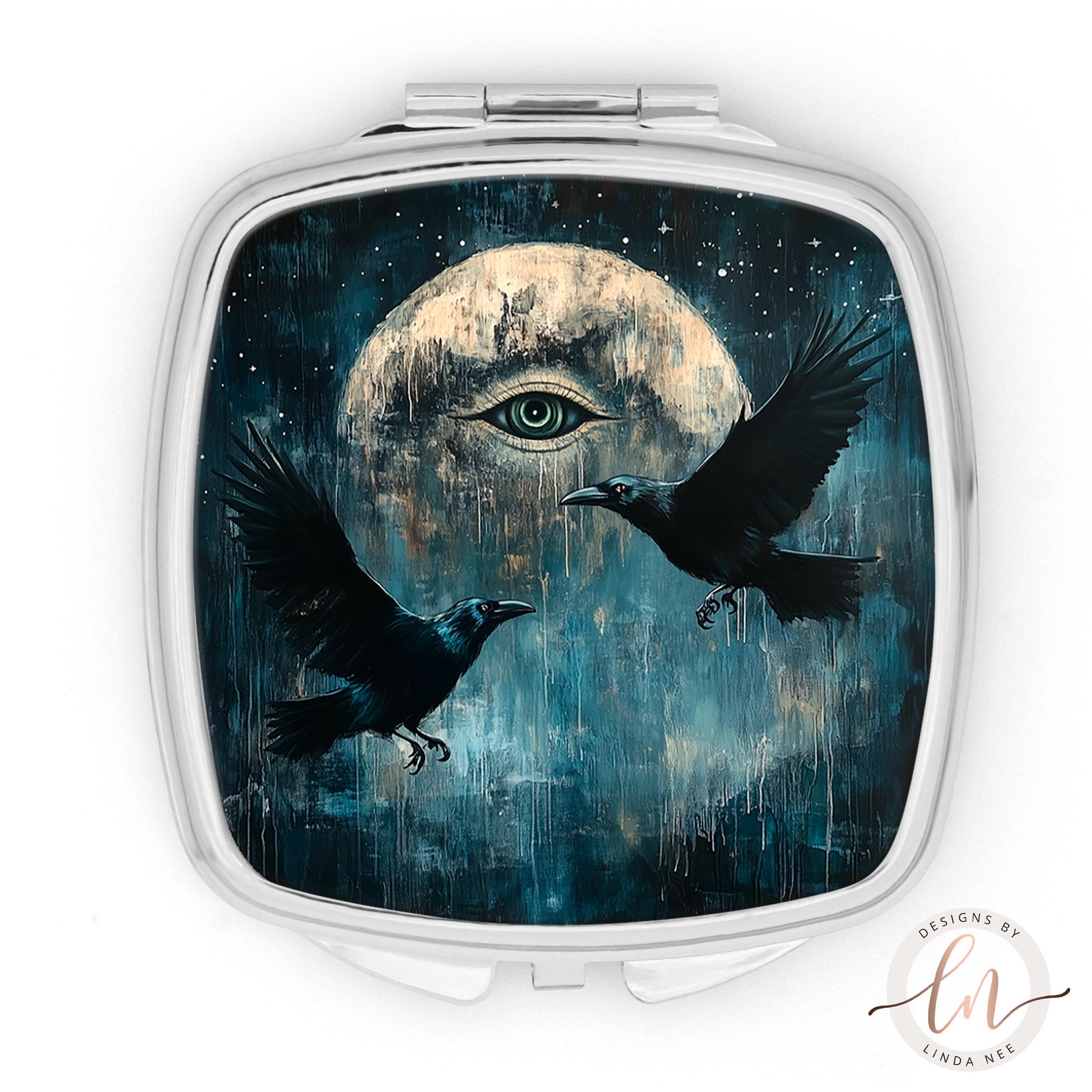 Celestial Compact Mirror - Gothic Raven All Seeing Eye Gift
