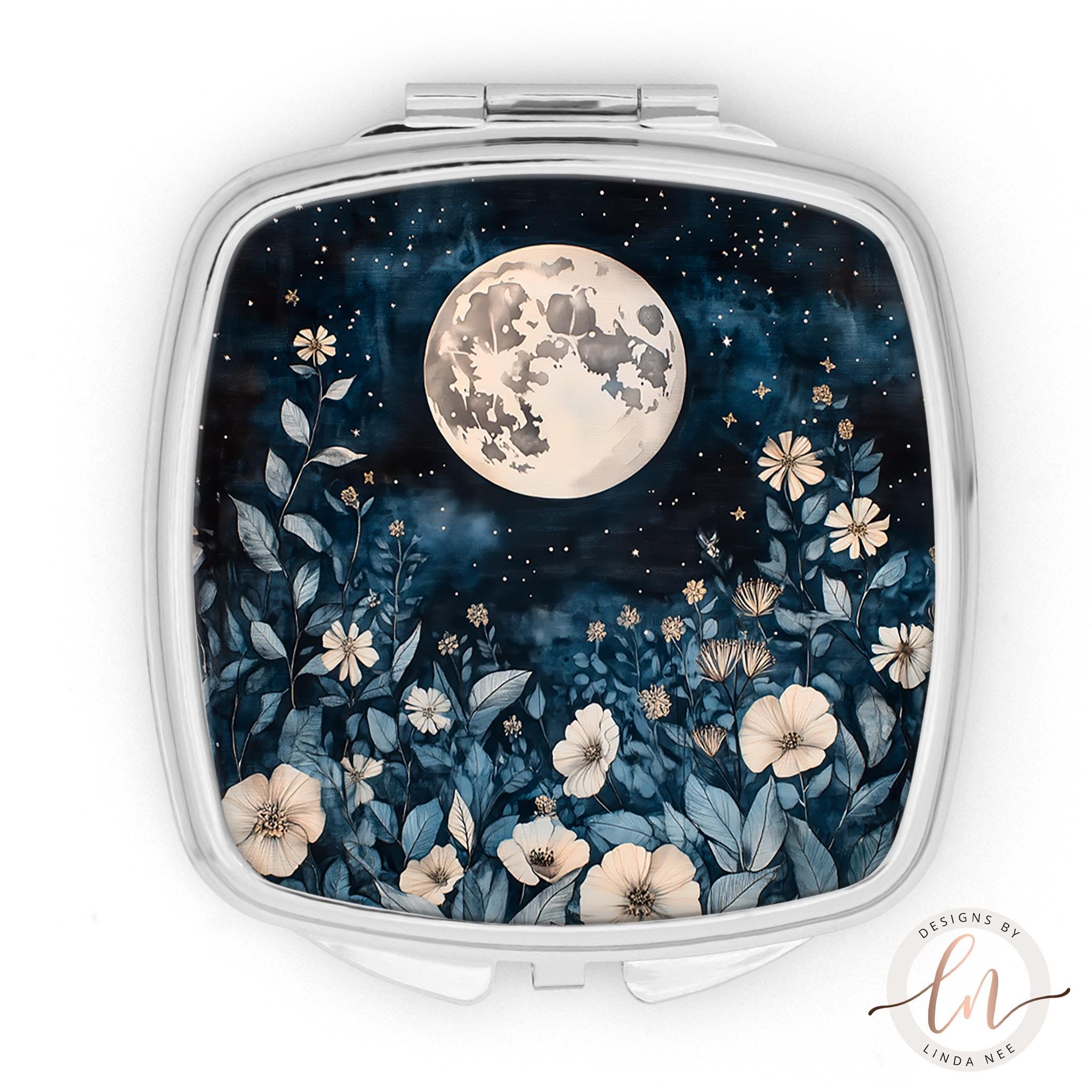 Celestial Compact Mirror - Moonlit Flora Cottagecore Gift