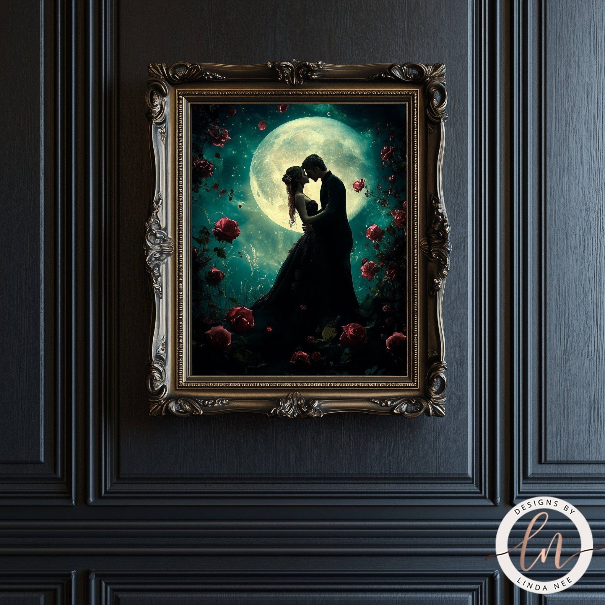 Celestial Dark Romance Couple Wall Art - Metal or Paper