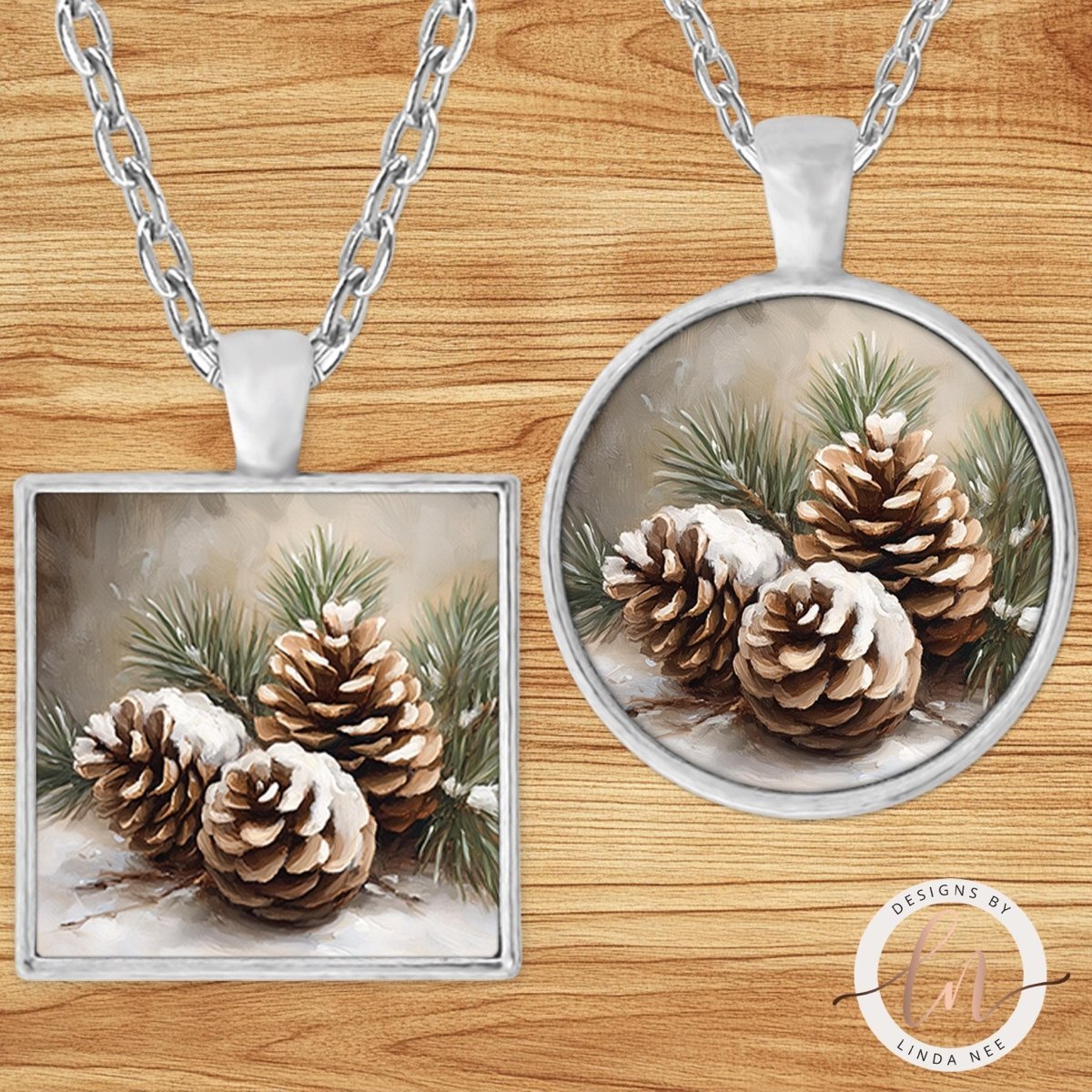 Snowy Pinecone Pendant Necklace