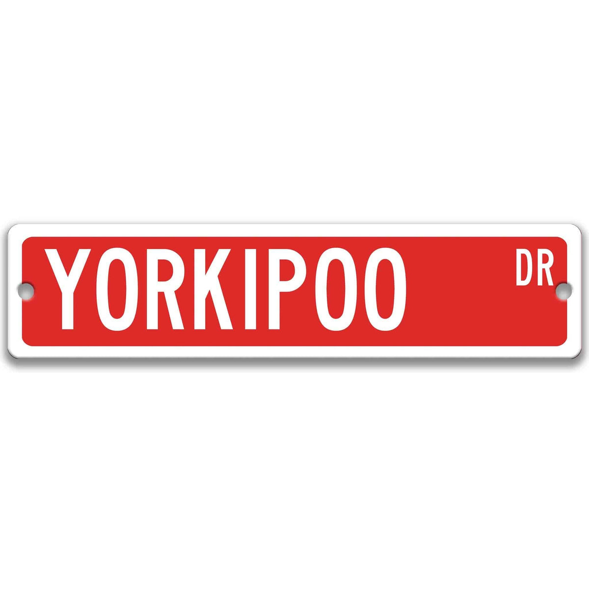 Blue Yorkipoo DR aluminum street sign with white lettering