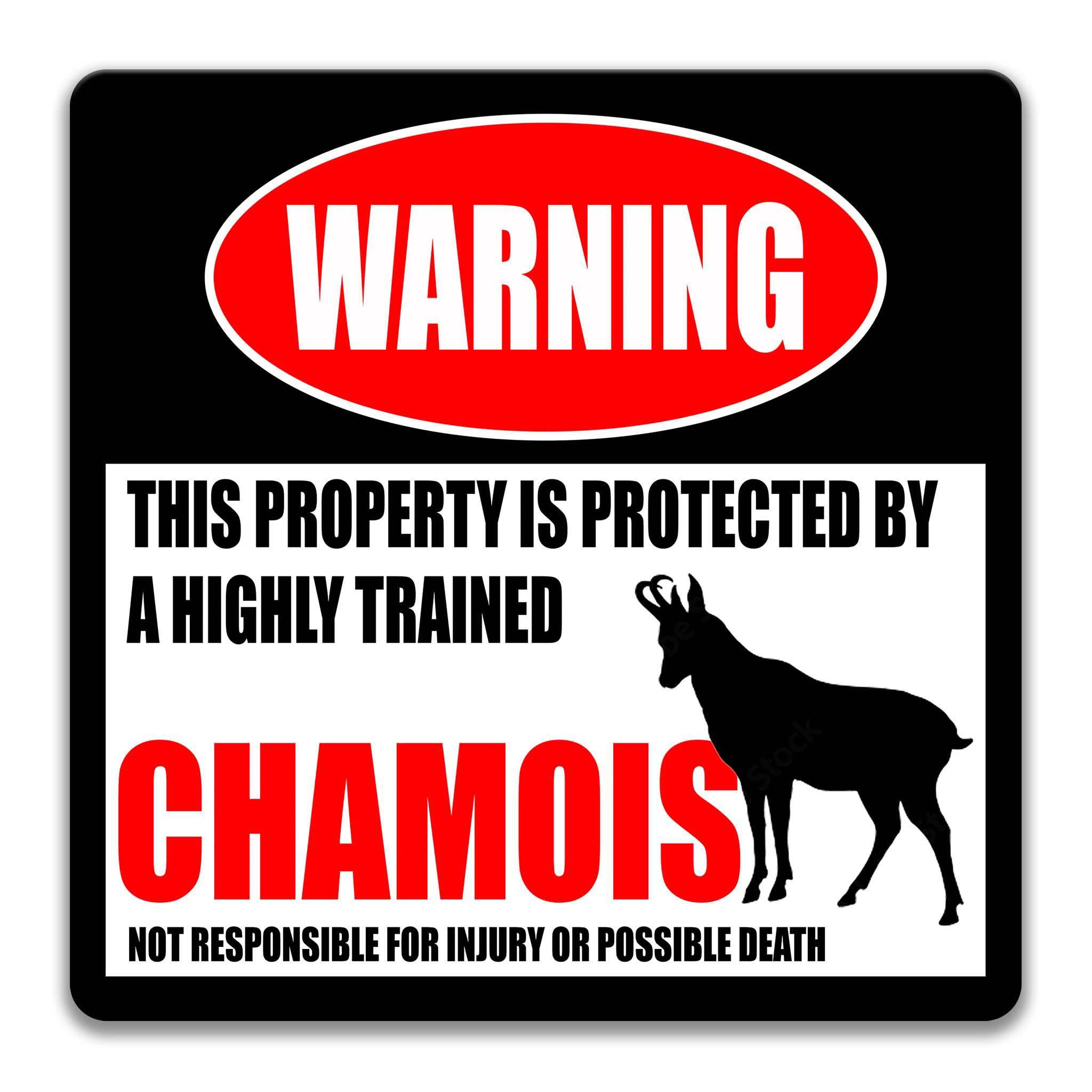 Charming Chamois Warning Sign for Alpine - Themed Decor - Available in Multiple Sizes and Styles
