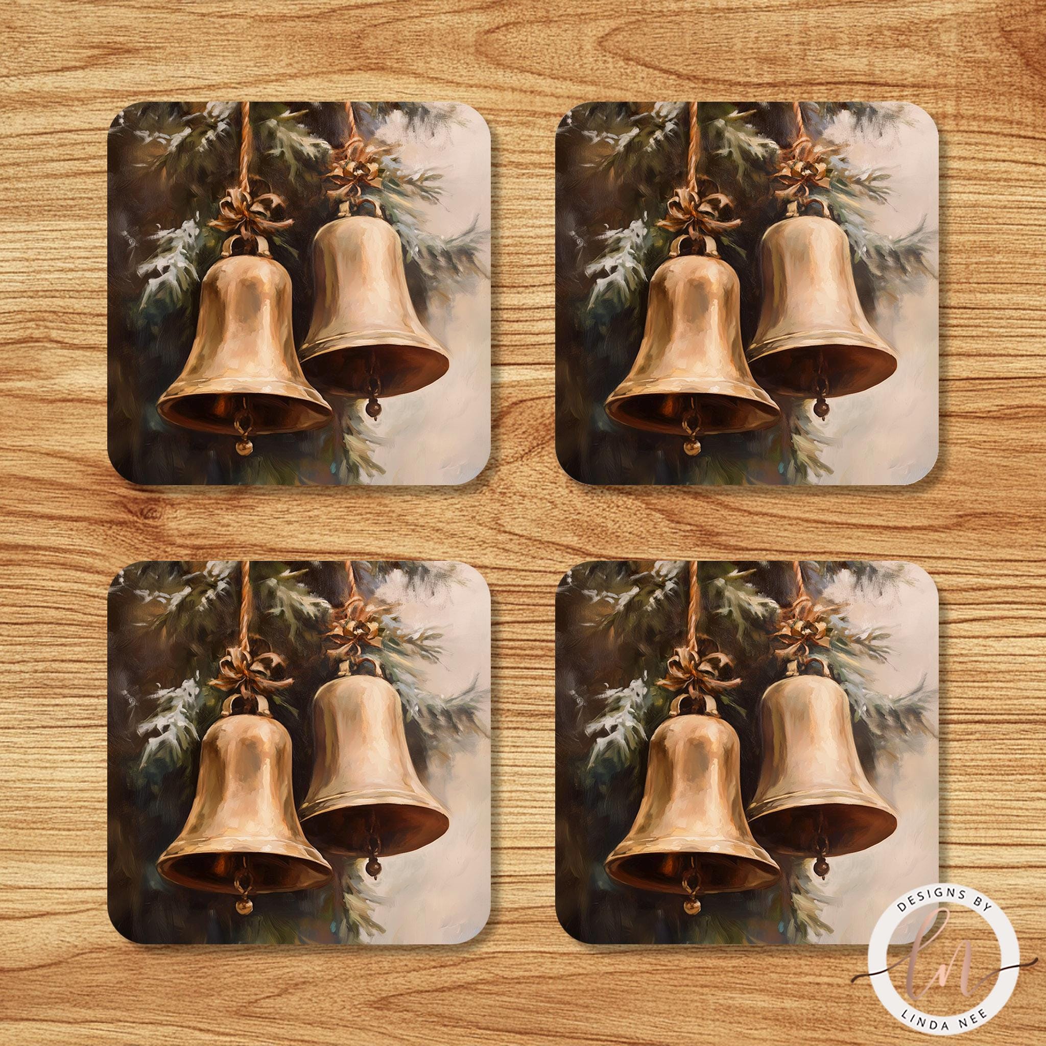Christmas Bells Coasters - Vintage Music Holiday Gift Set