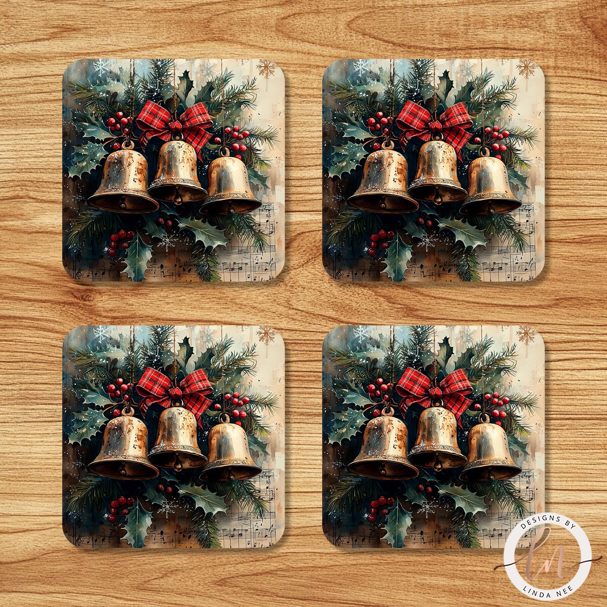 Christmas Bells Coasters - Vintage Sheet Music Holiday Gift