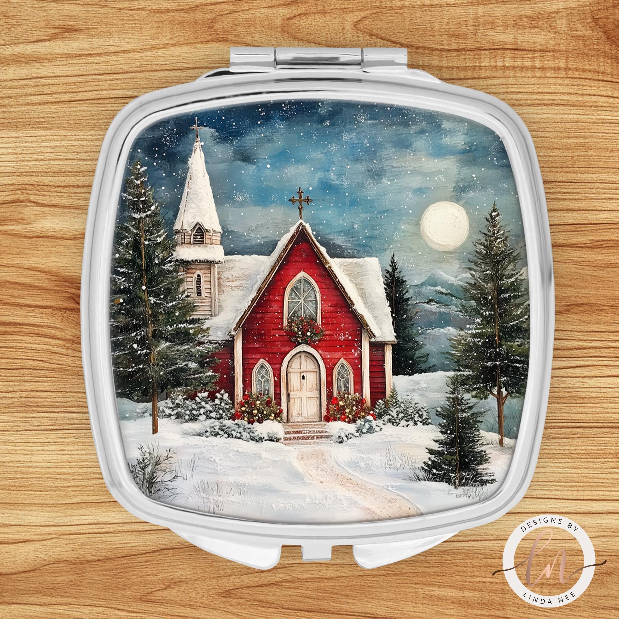 Christmas Church Compact Mirror - Christian Light Gift