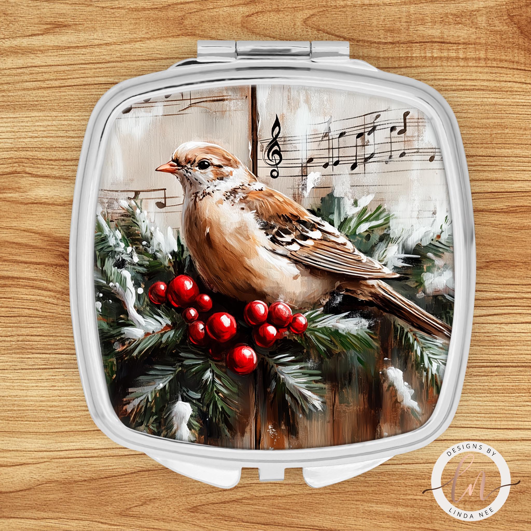 Christmas Dove Compact Mirror - Rustic Christian Gift
