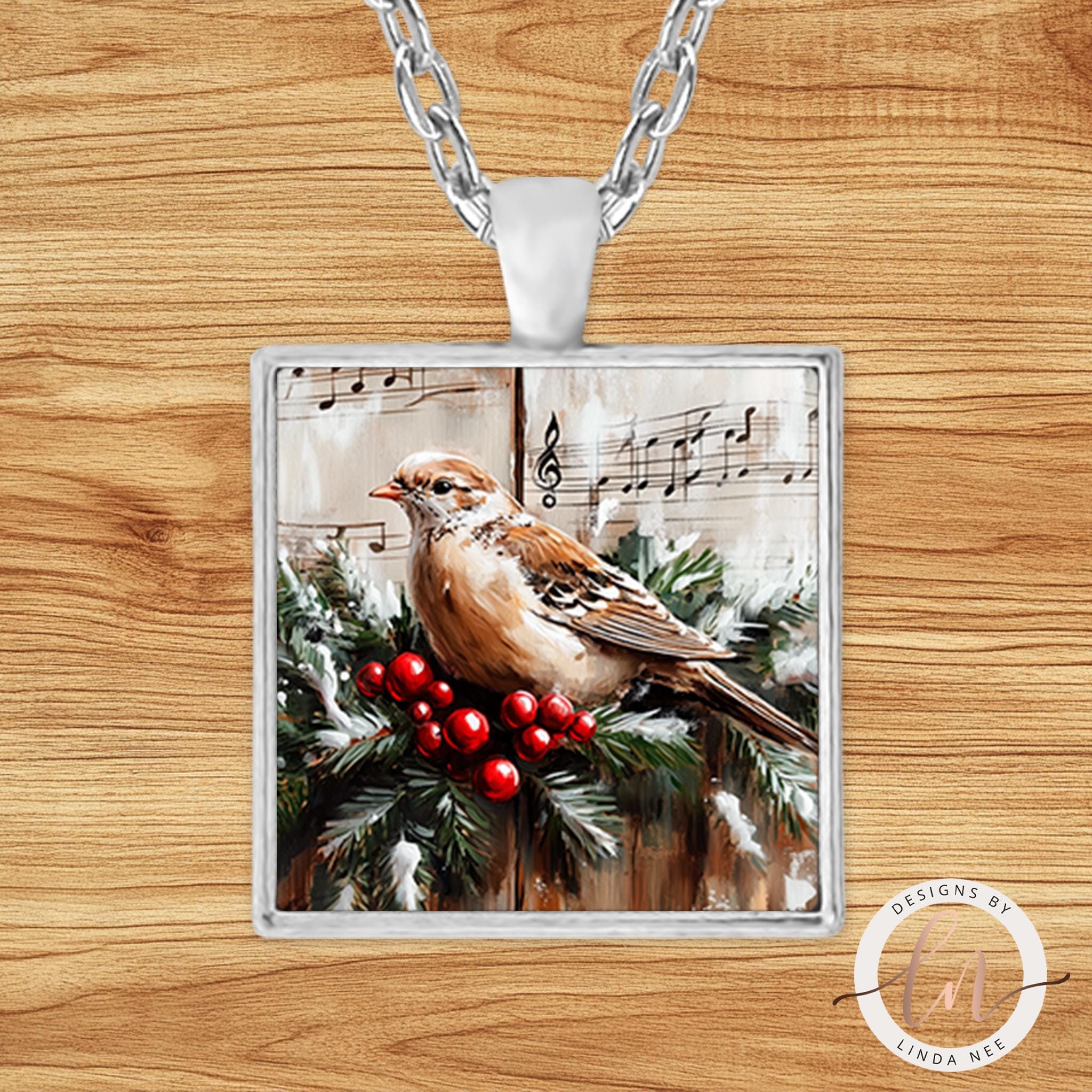 Christmas Dove Necklace - Christian Jewelry Holiday Pendant