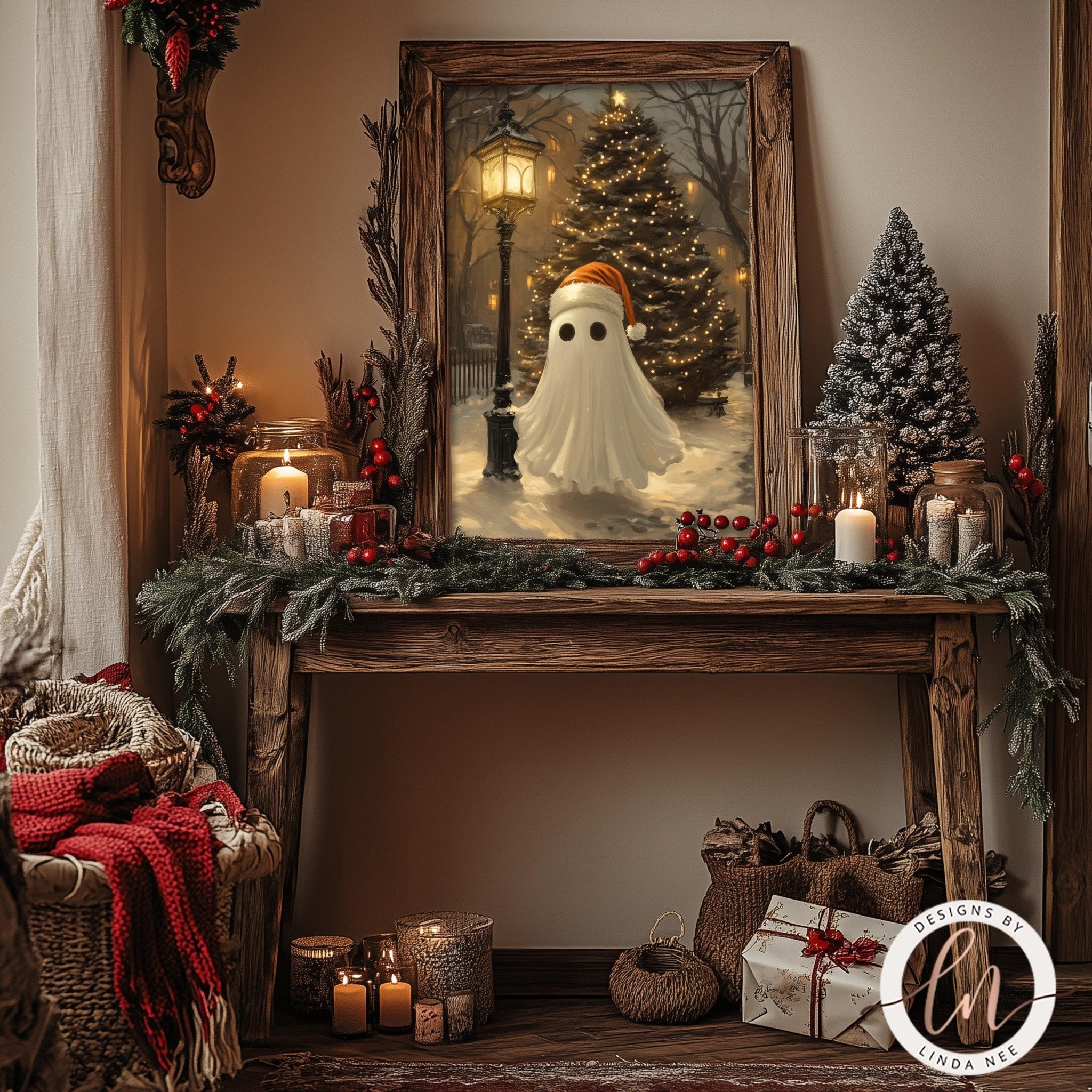Christmas Ghost Wall Art Print - Victorian Square, Metal & Fine Art
