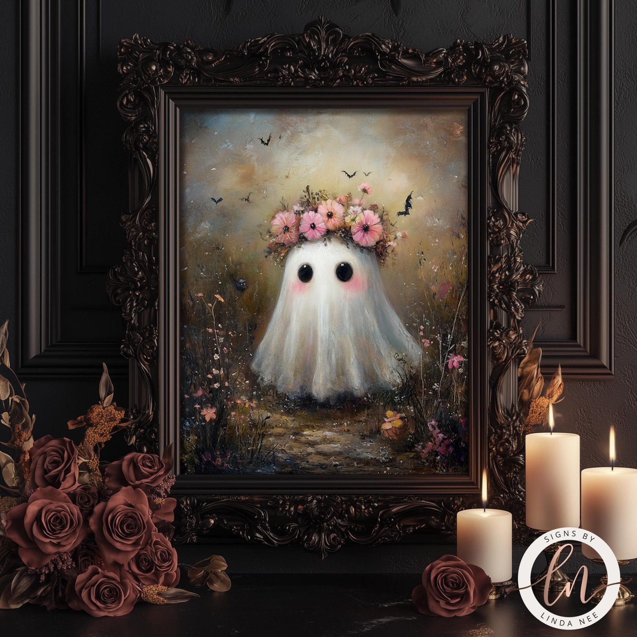 Cute Ghost Flower Art Print