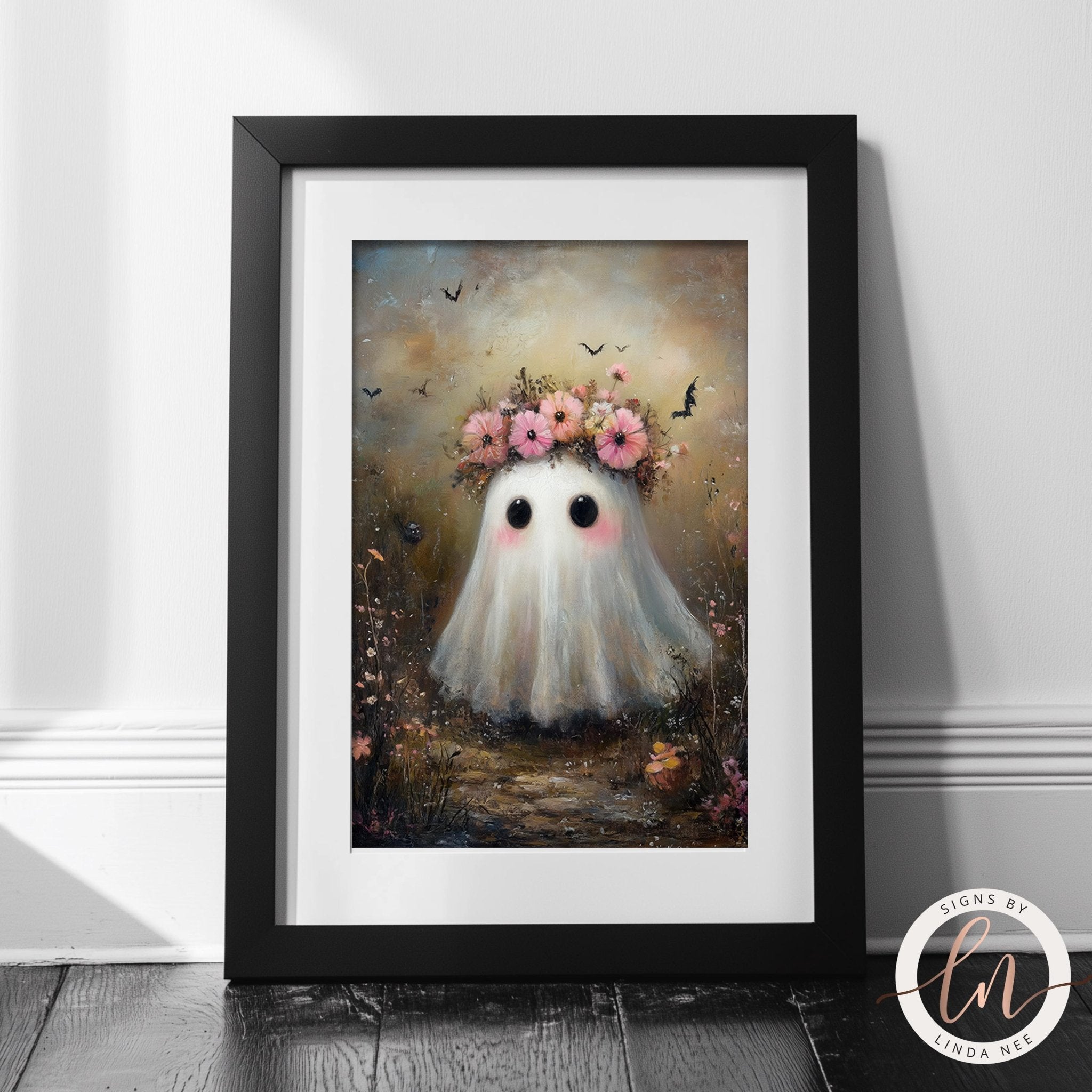 Cute Ghost Flower Art Print