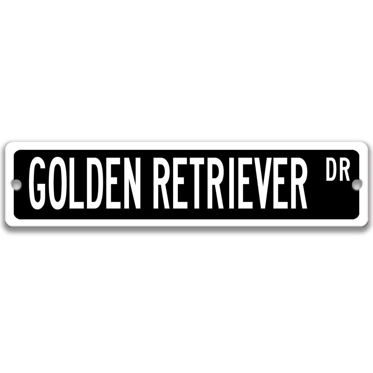 Black Golden Retriever DR aluminum street sign with white lettering