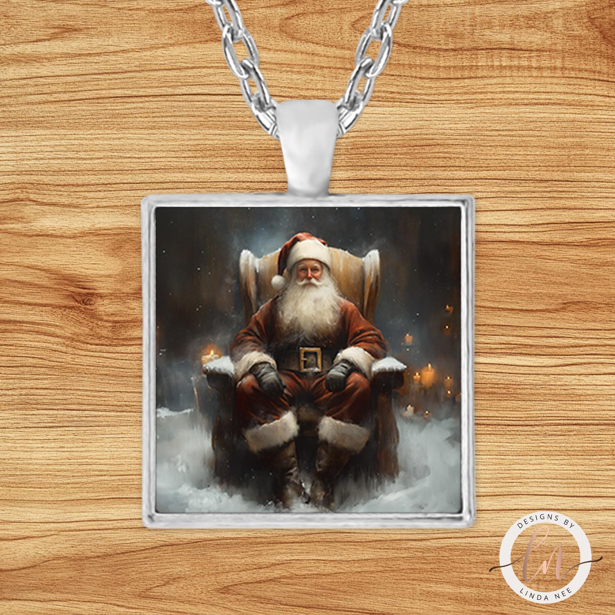 Dark Academia Christmas Jewelry - Santa Claus Necklace
