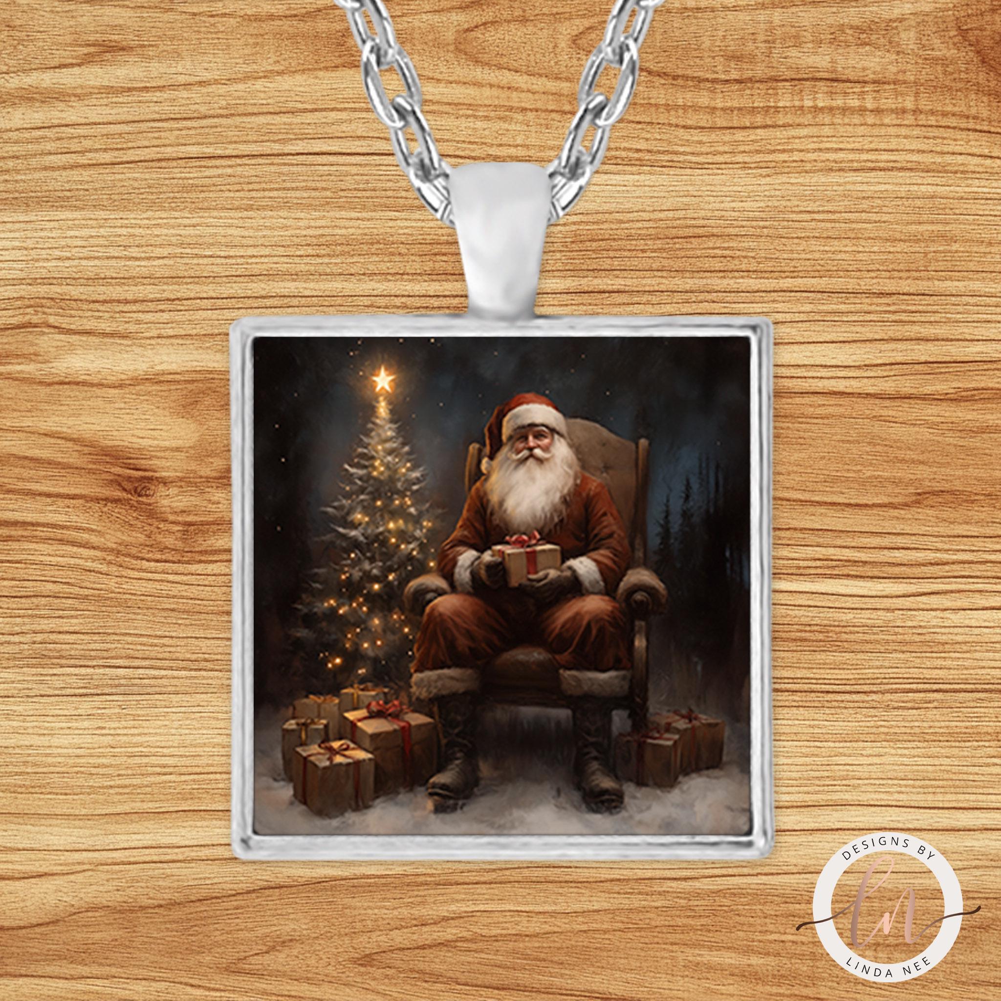 Dark Academia Christmas Jewelry - Santa Claus Pendant
