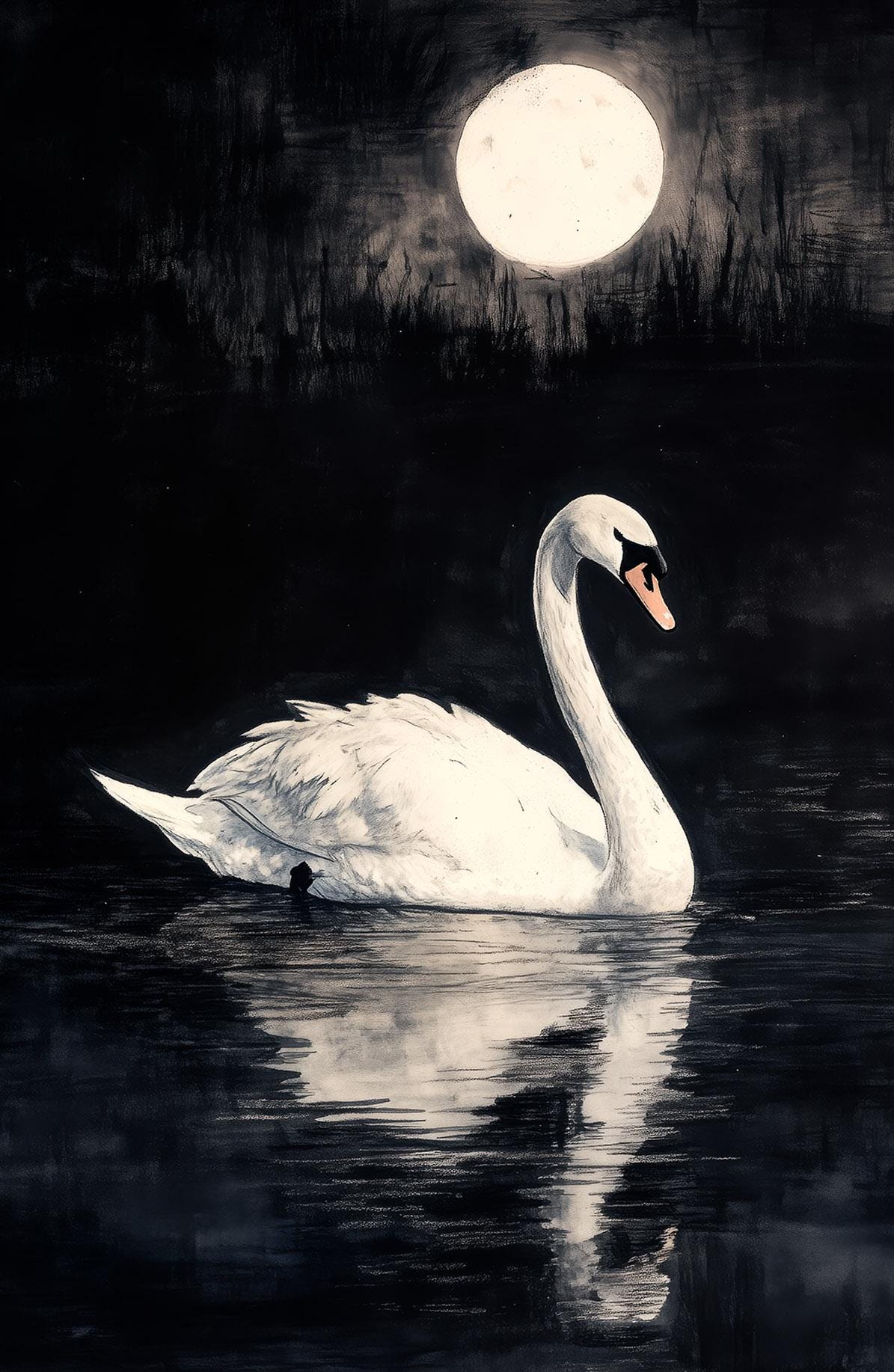 Dark Moody Swan Wall Art