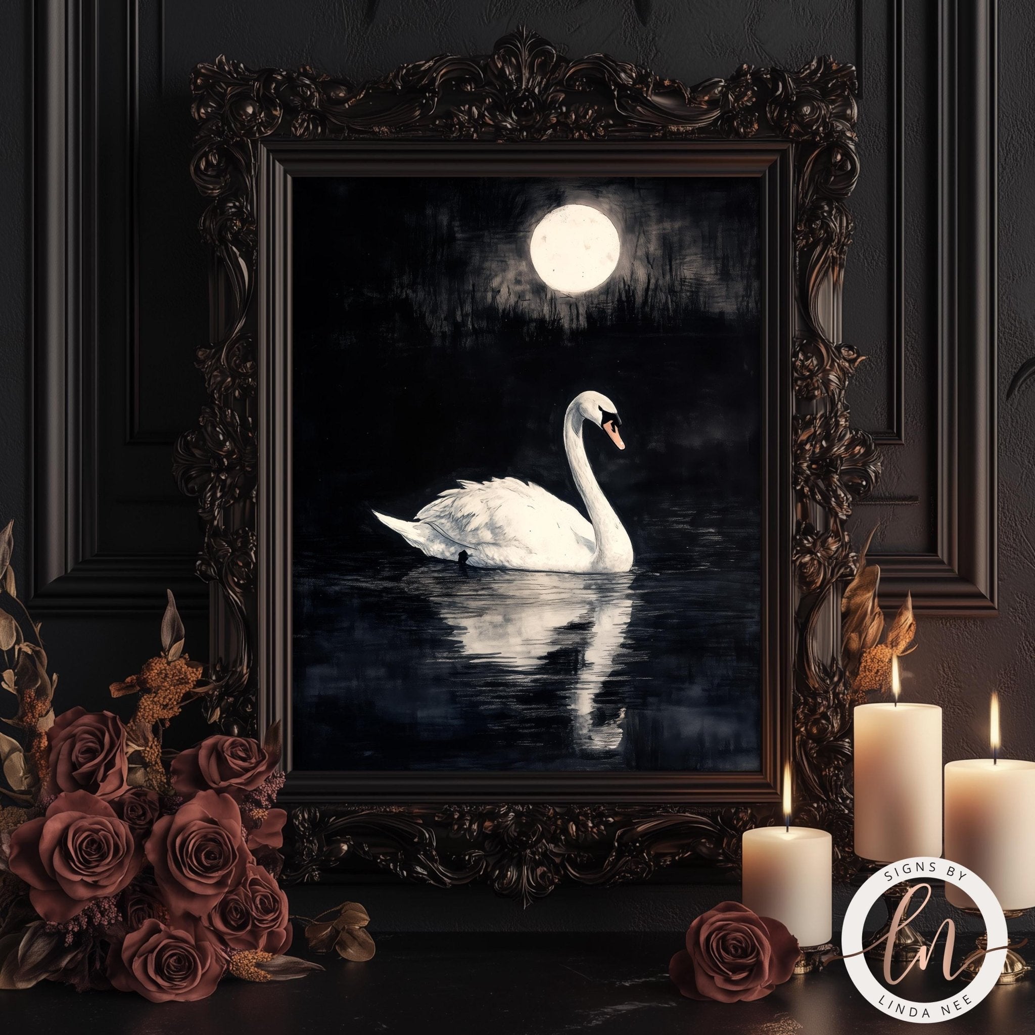 Dark Moody Swan Wall Art
