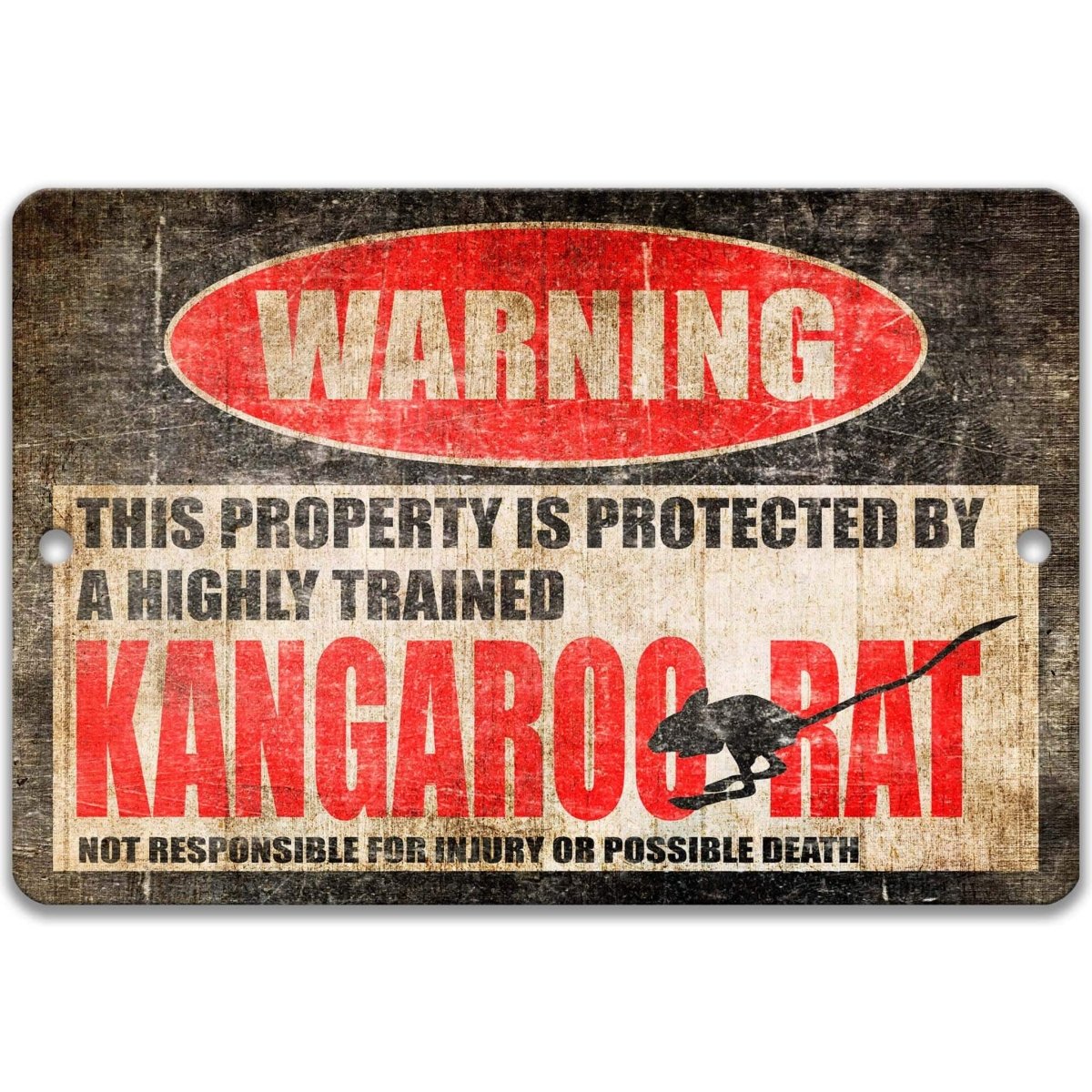 Kangaroo Rat Warning Metal Sign
