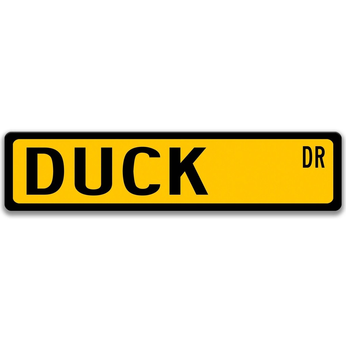Duck metal street sign with black duck silhouette, customizable background color, heavy gauge aluminum