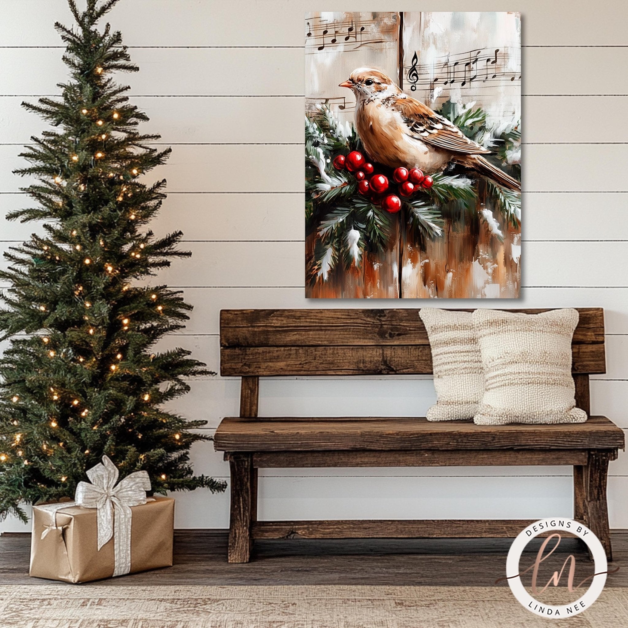 Dove with Vintage Sheet Music - Holiday Wall Art