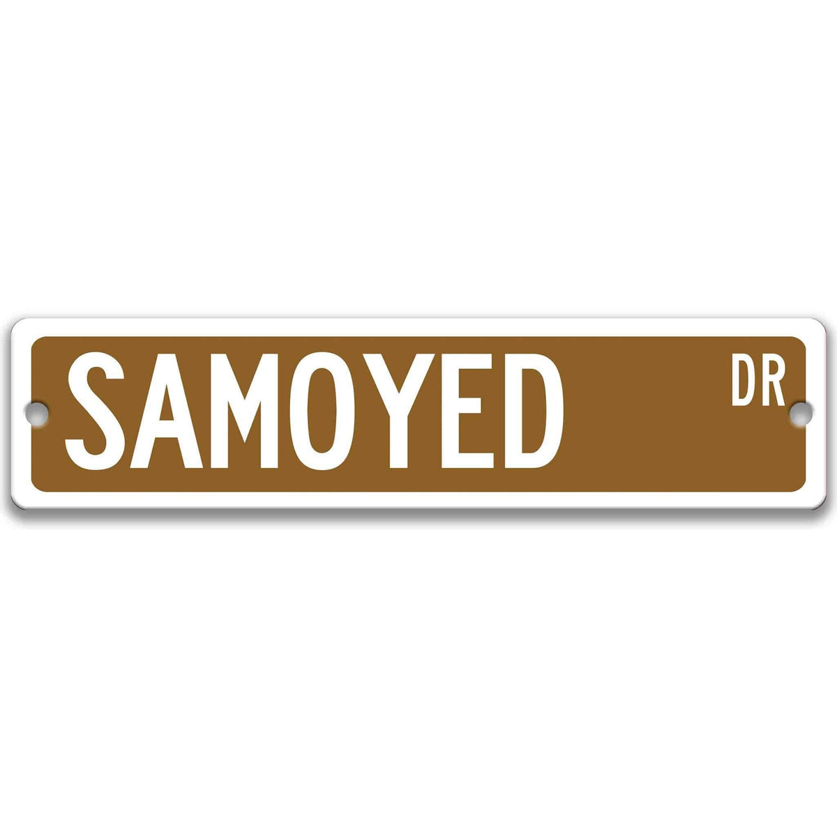 Red Samoyed Dog DR aluminum street sign with white lettering