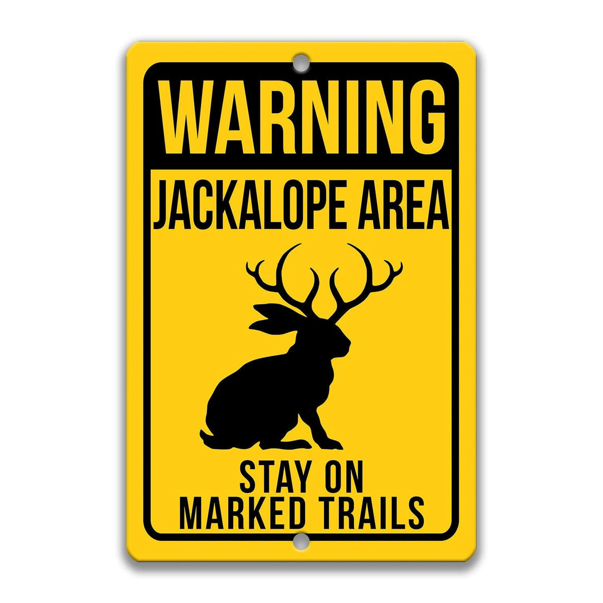 Jackalope Yellow Warning Metal Sign
