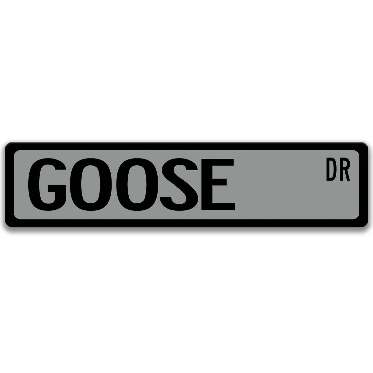 Goose metal street sign with black goose silhouette, customizable background color, heavy gauge aluminum