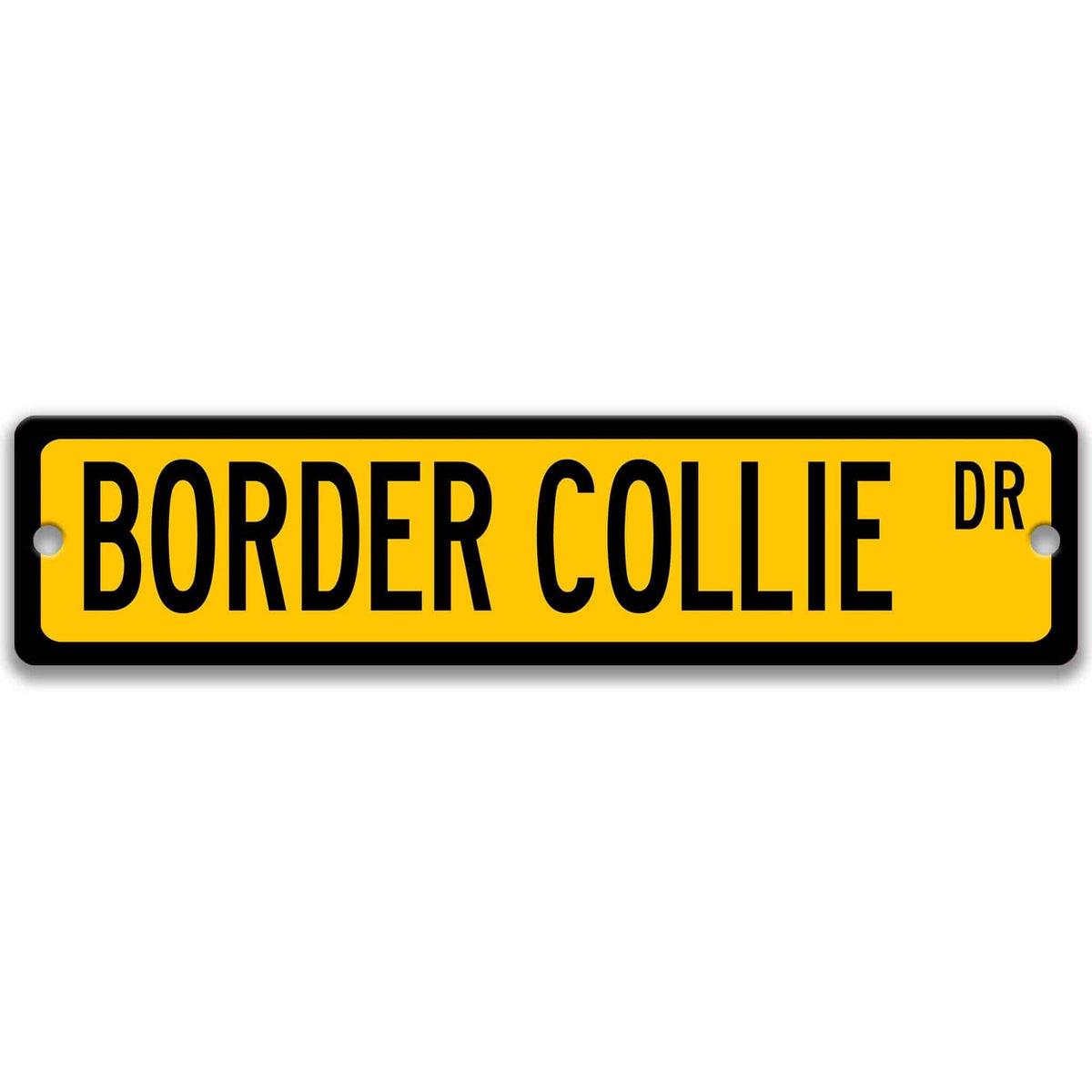 Brown Border Collie DR aluminum street sign with white lettering