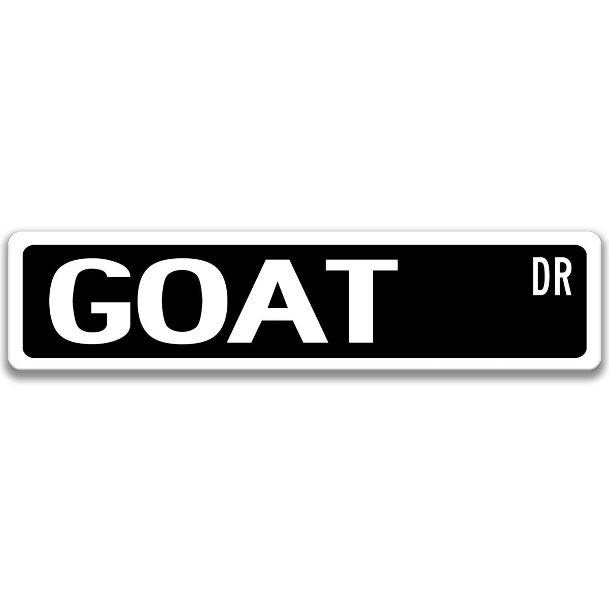 Goat metal street sign with black goat silhouette, customizable background color, heavy gauge aluminum