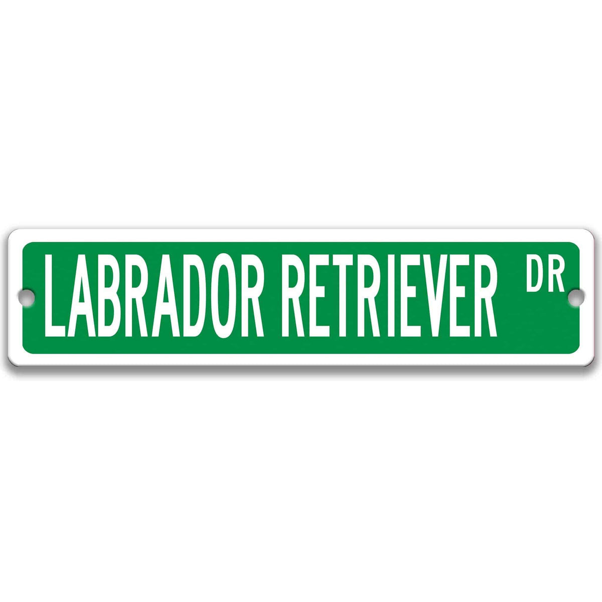Gray Labrador Retriever DR aluminum street sign with black lettering