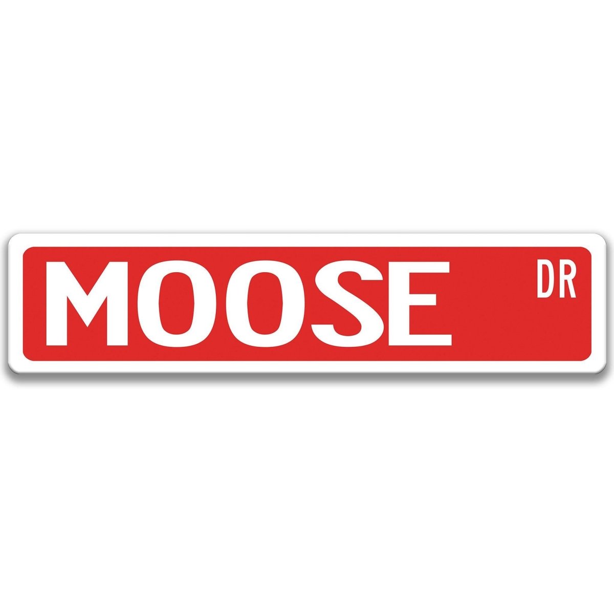 Moose metal street sign in red background