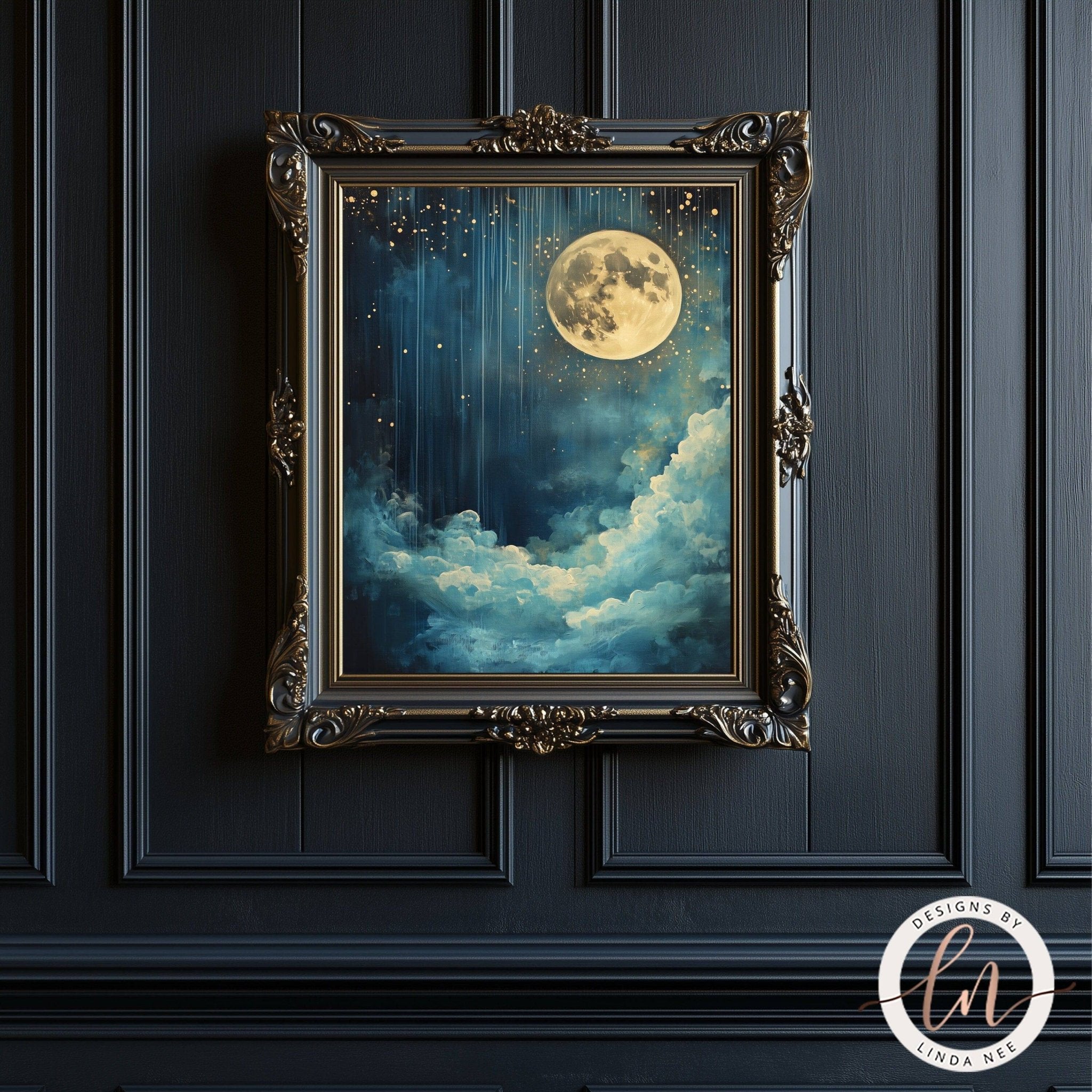Enchanting Celestial Moon Night Wall Art - Metal or Paper