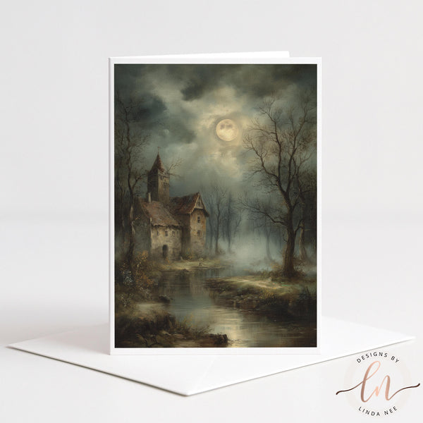 Misty Moon Cottage Dark Academia Note Card