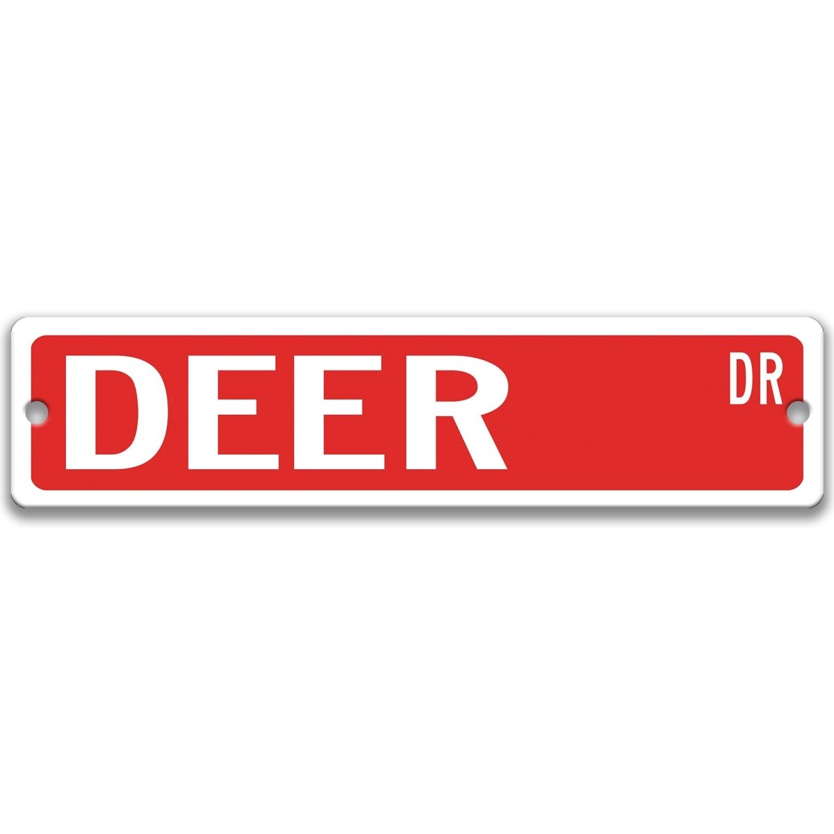 Deer metal street sign in red background