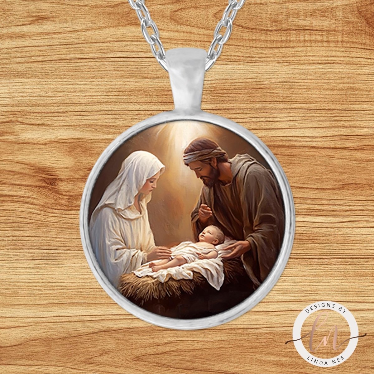 Holy Family Nativity Pendant Necklace