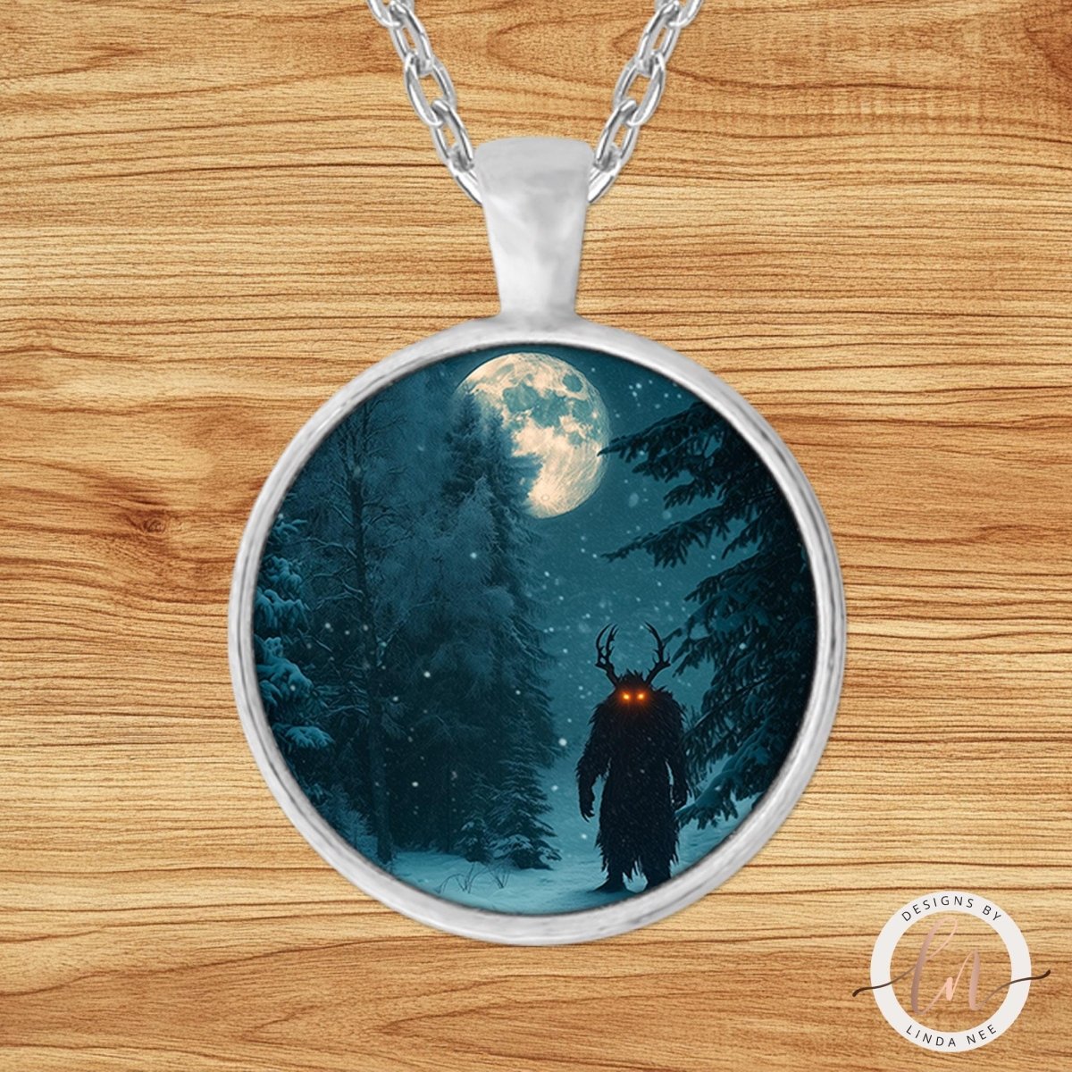 Horned Forest Cryptid Pendant Necklace
