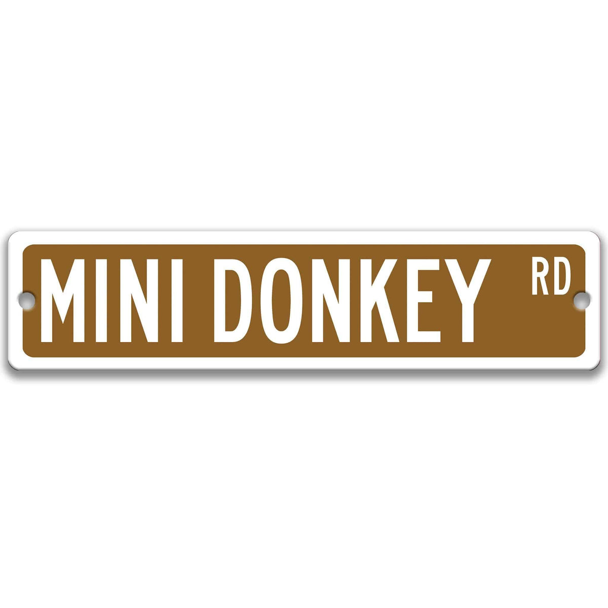 Miniature donkey metal street sign with black donkey silhouette, customizable background color, heavy gauge aluminum