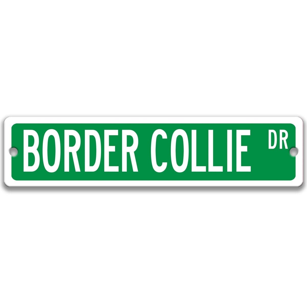 Blue Border Collie DR aluminum street sign with white lettering
