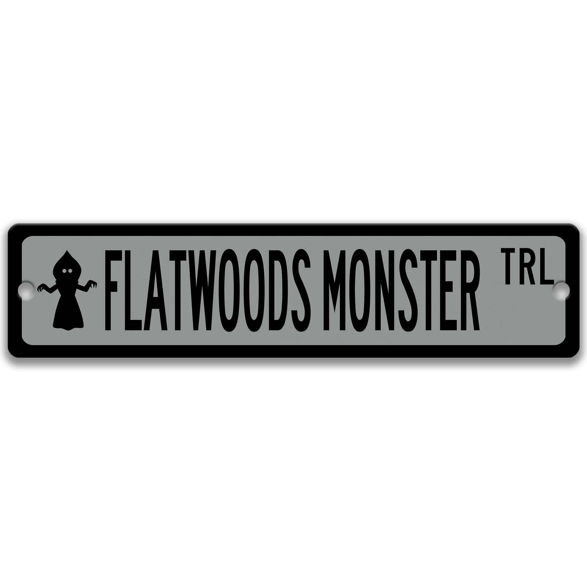 Flatwoods Monster with Silhouette Metal Street Sign