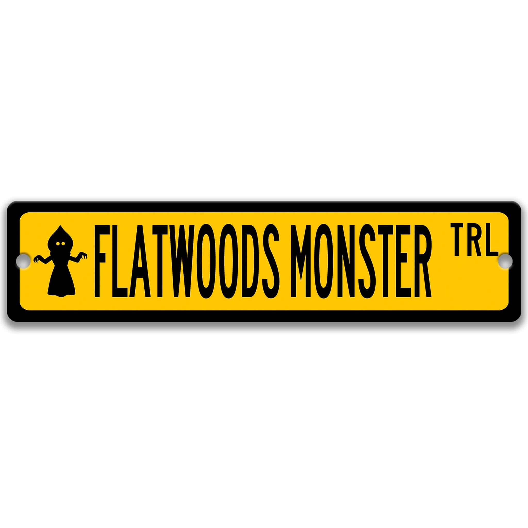 Flatwoods Monster with Silhouette Metal Street Sign