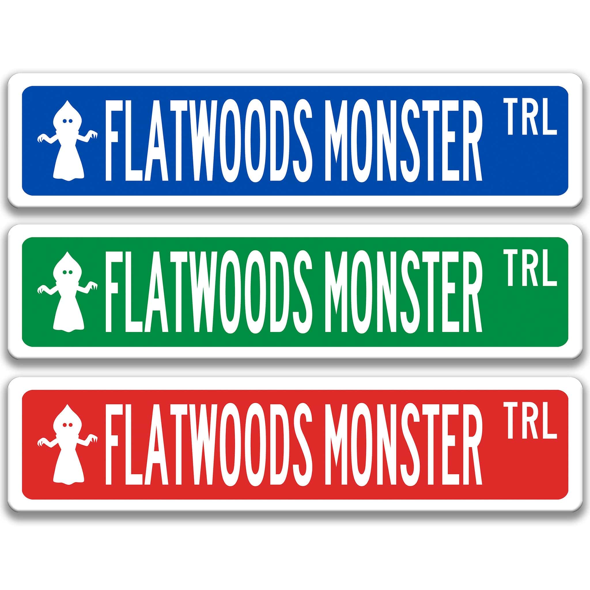 Flatwoods Monster with Silhouette Metal Street Sign