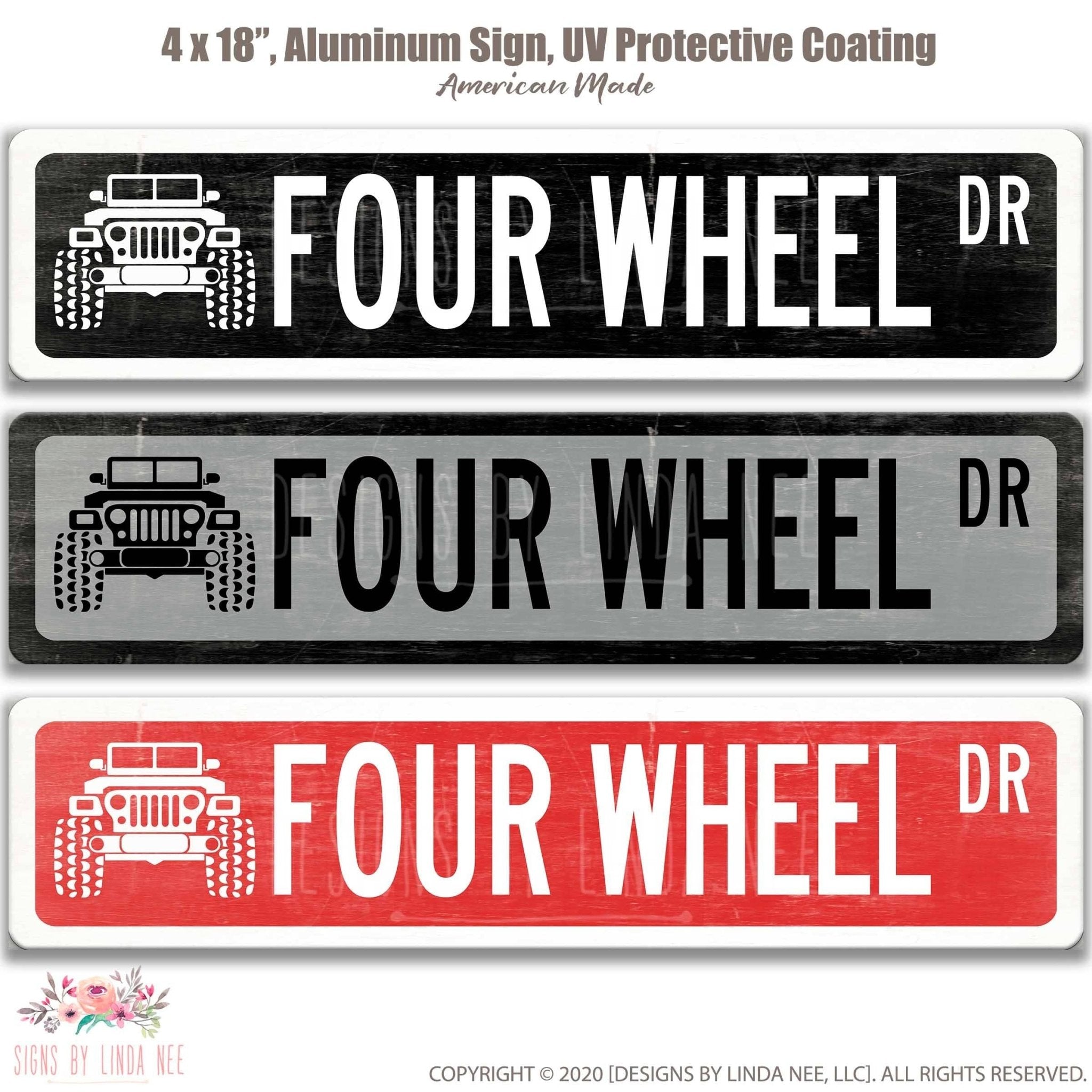 Four Wheel Dr JEEP Metal Street Sign