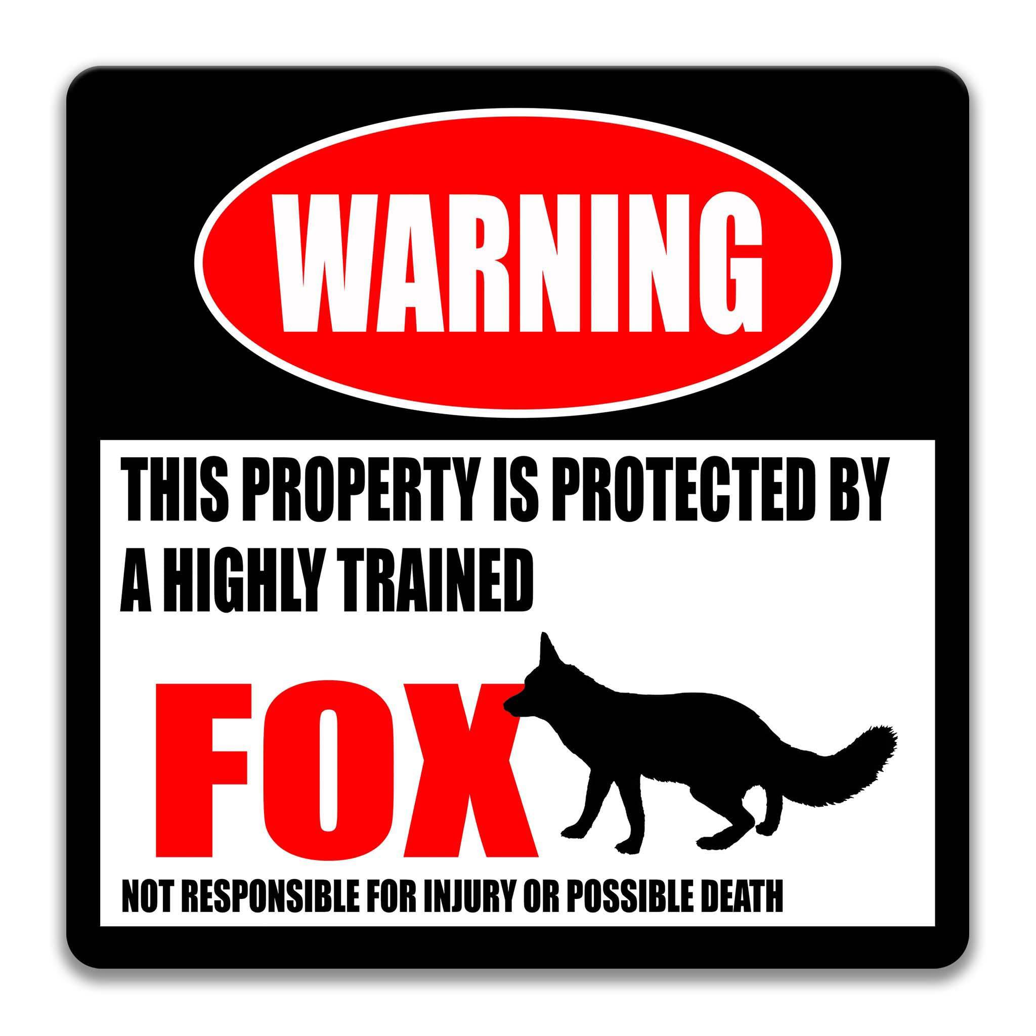 Fox Warning Sign, Beware of Fox Sign, Red Fox, Gray Fox, Wild Animals, Omnivores, Funny Metal Sign