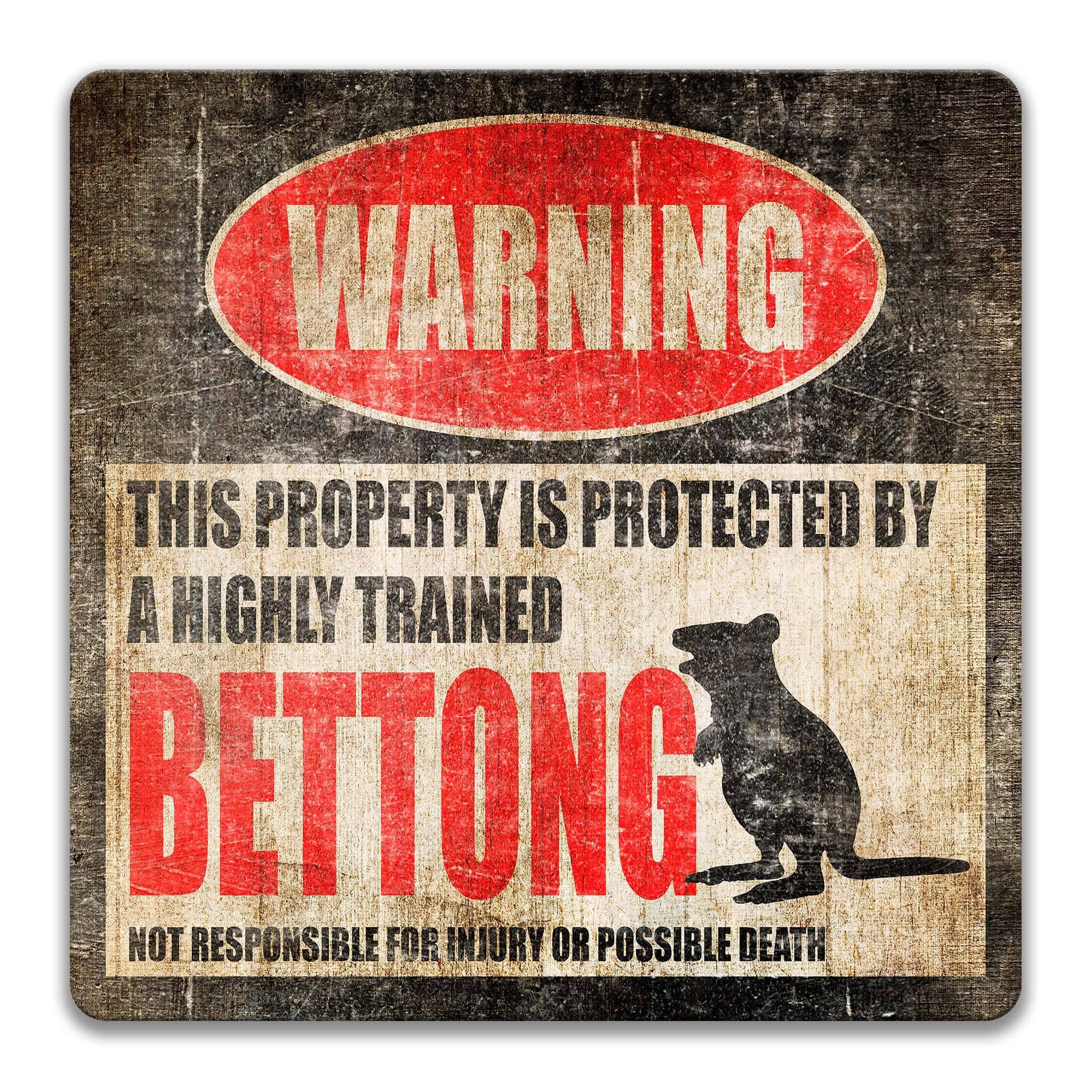 Funny Bettong Warning Sign - Short - nosed Rat Kangaroo Decor
