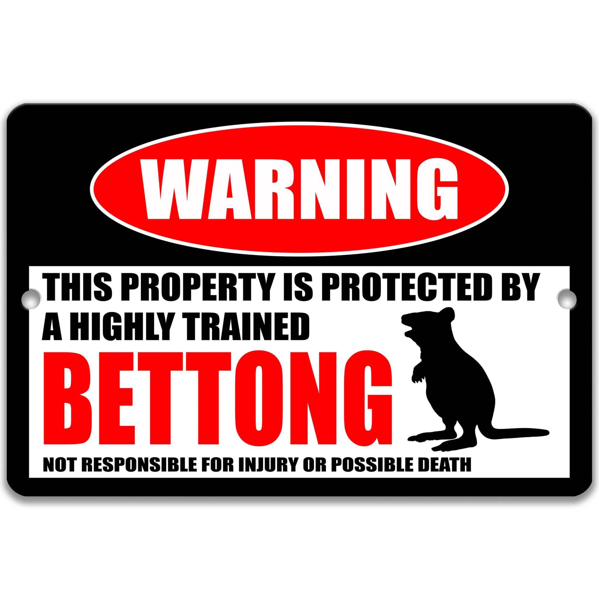 Funny Bettong Warning Sign - Short - nosed Rat Kangaroo Decor
