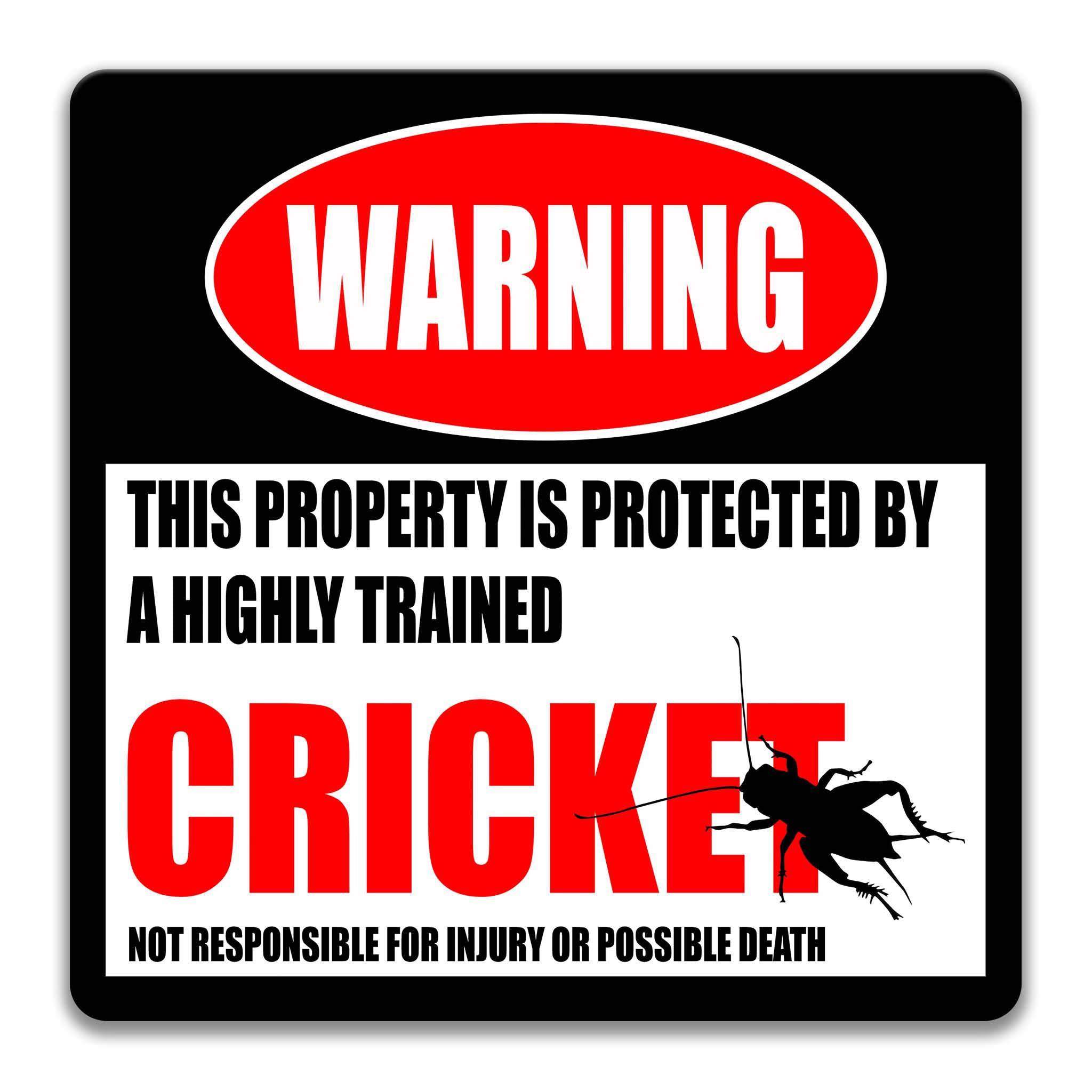 Funny Cricket Warning Sign, Cricket Decor, Cricket Sign, Insect Sign, Bug Sign, Indoor Outdoor Metal Sign, Grasshopper, Cricket Habitat Decor