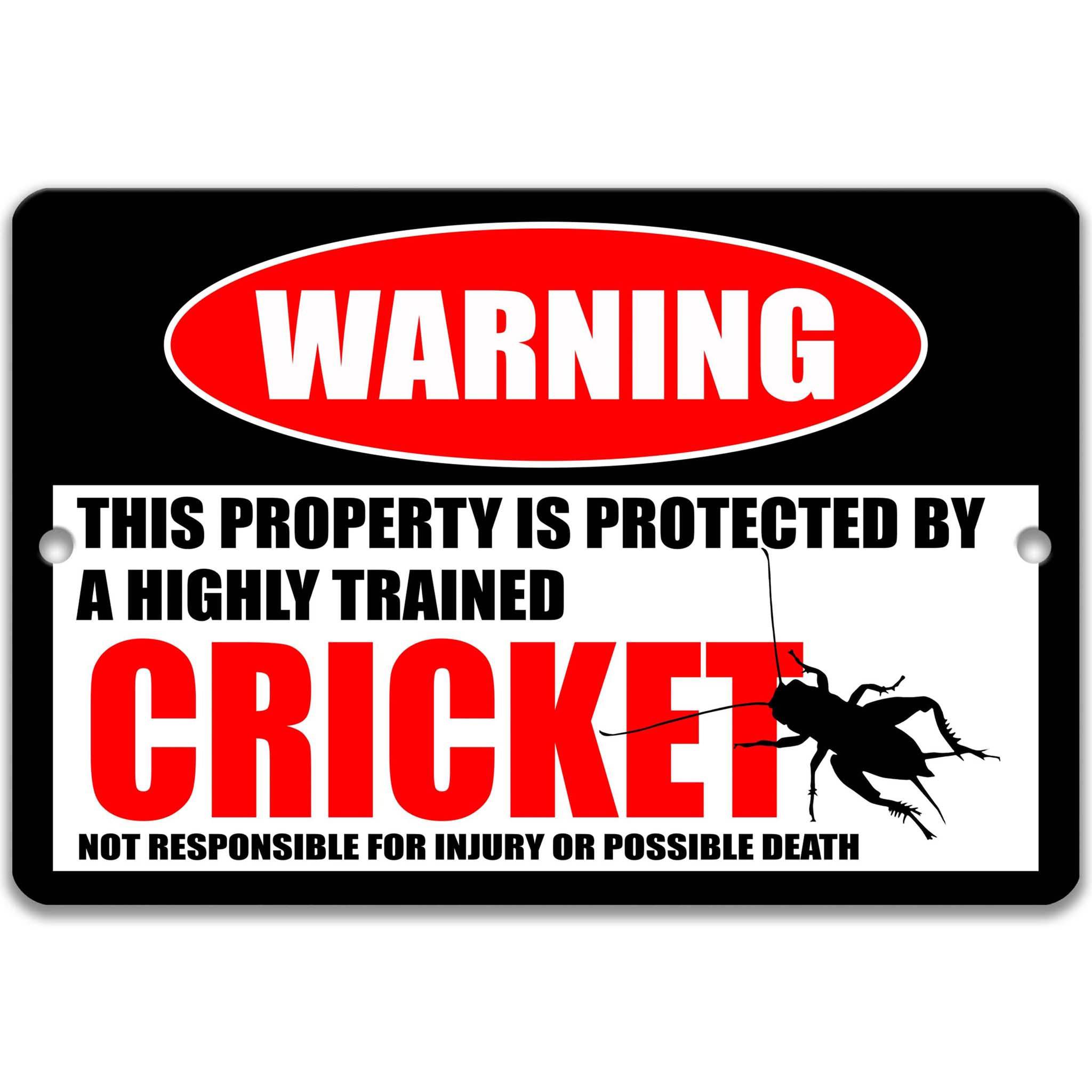Funny Cricket Warning Sign, Cricket Decor, Cricket Sign, Insect Sign, Bug Sign, Indoor Outdoor Metal Sign, Grasshopper, Cricket Habitat Decor