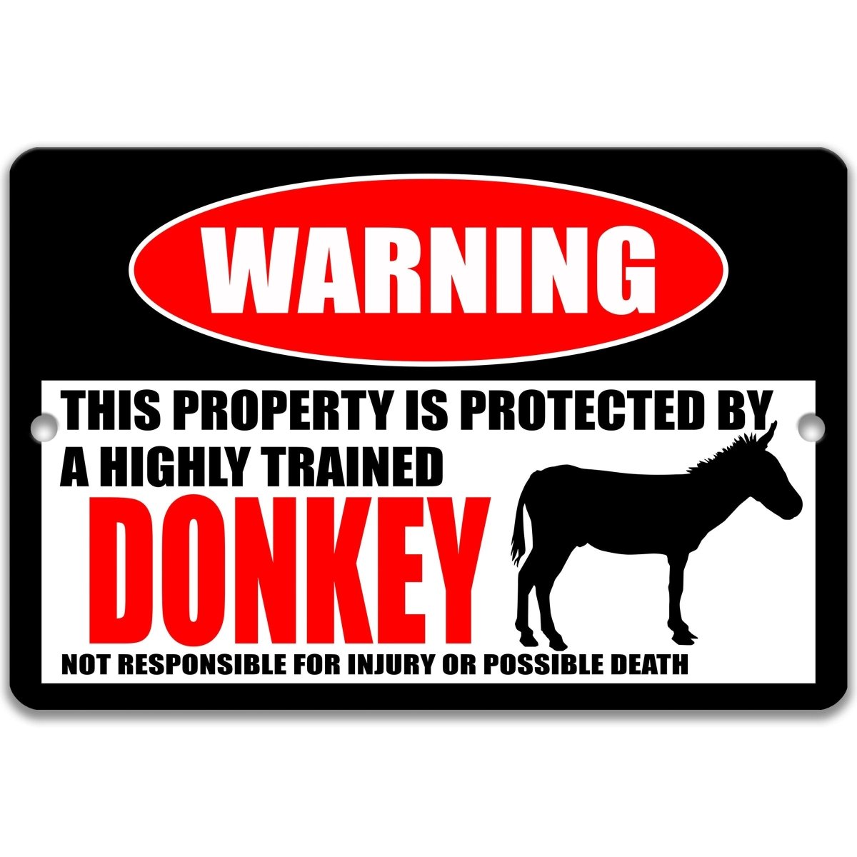 Funny Donkey Farm Warning Sign