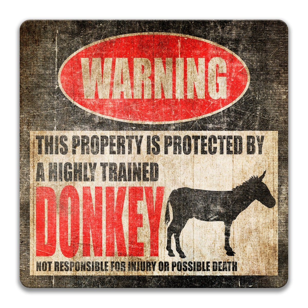 Funny Donkey Farm Warning Sign